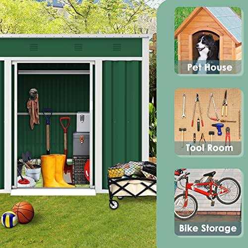 Betterland 4×6 FT Outdoor Storage Shed Metal Garden Shed Tool House with Ventilation & Sliding Door for Garden