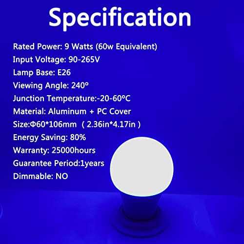 U4GLORY led blue light bulb 9w a19 e26 medium base blue light bulb