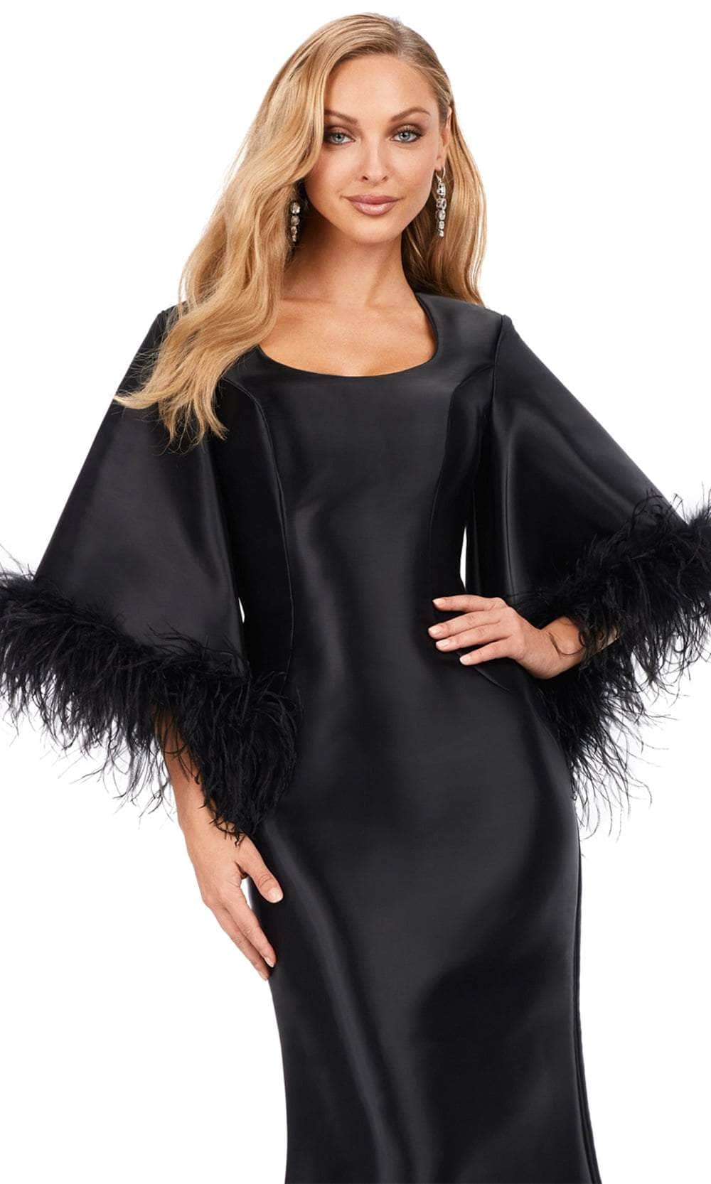 Feather Trimmed Trumpet Gown