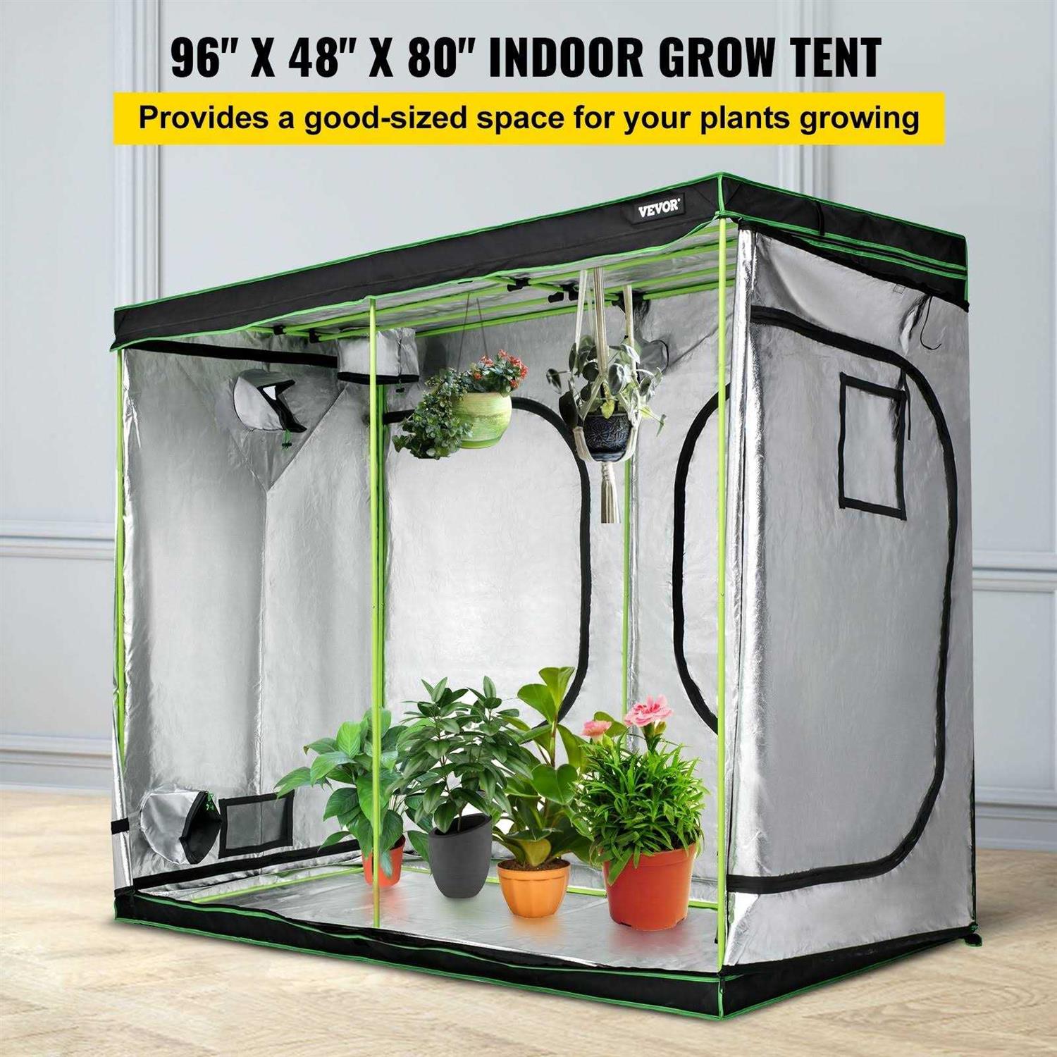 VEVOR Grow Tent Hydroponics Mylar Grow Room with Observation Windows and Removable Floor Tray