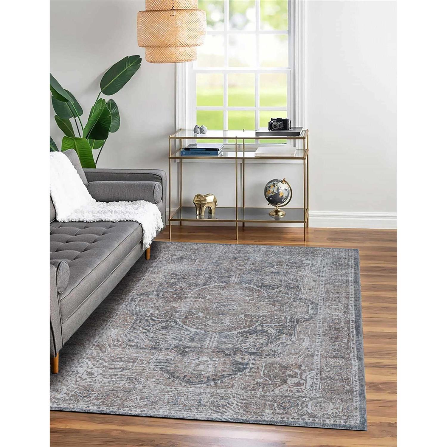 Adiva Rugs Machine Washable Area Rug With Non Slip Backing For Living Room