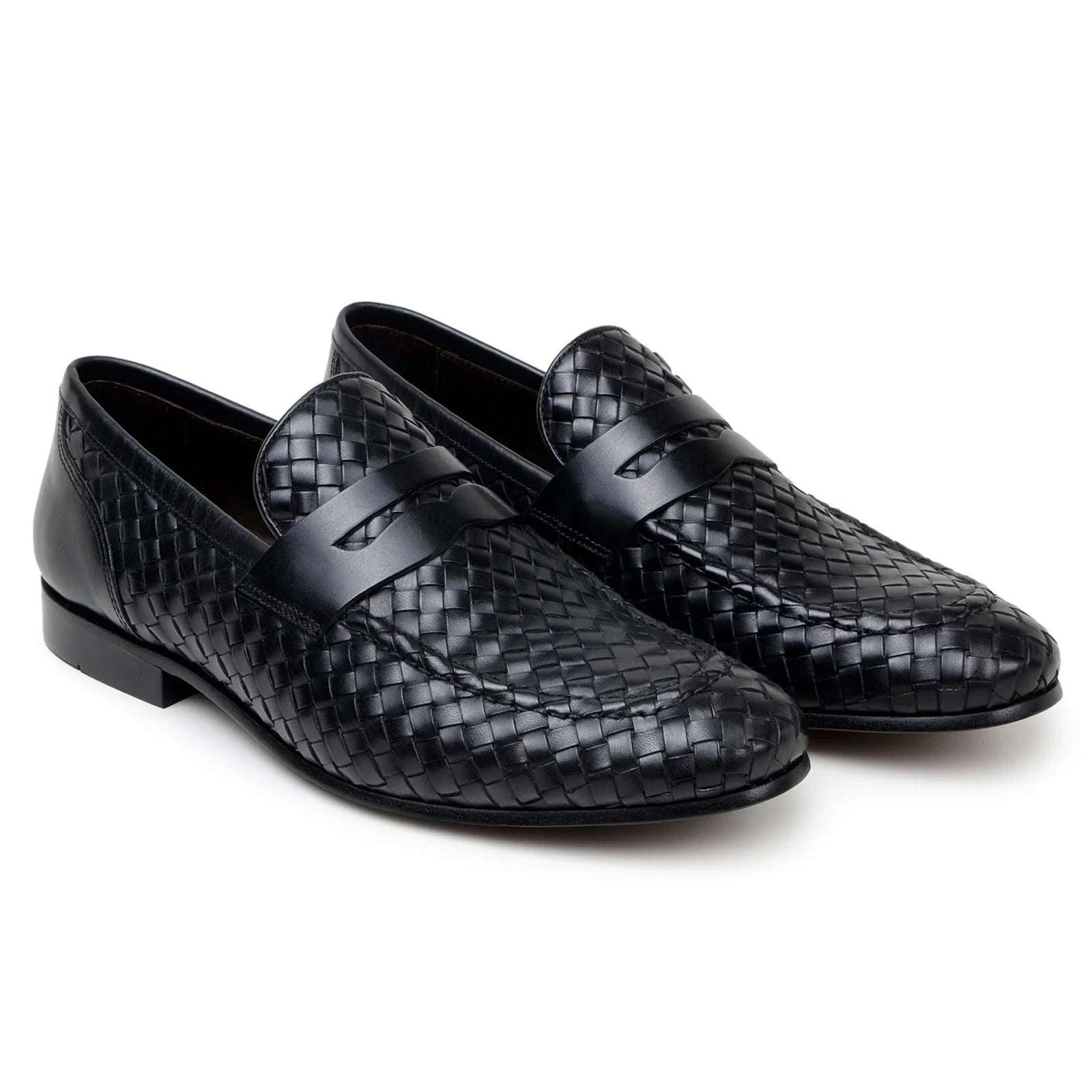 Men’s Belvedere Luca Italian Calf Leather Slip on Penny Loafer in Black