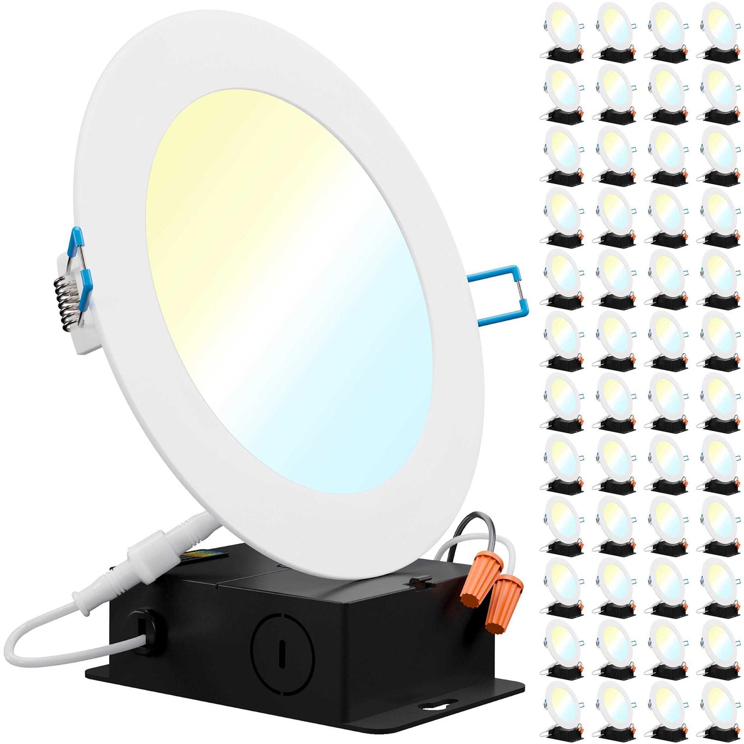 Sunco Lighting 12 Pack 6 Inch Slim LED Downlight with Junction Box