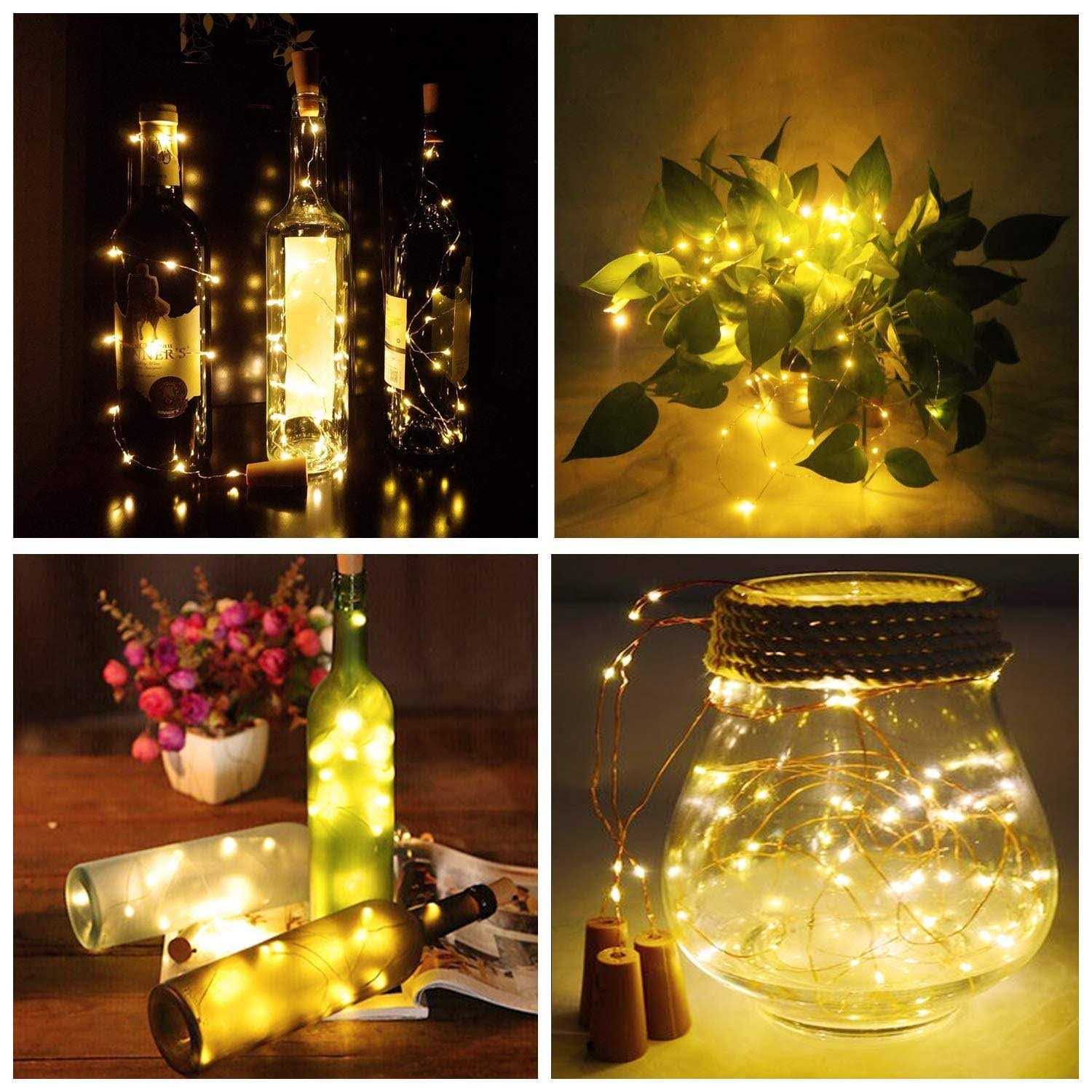 Aluan Wine Bottle Lights with Cork 12led 10 Pack Bottle Lights Battery Cork Lights for Wine Party Wedding Christmas