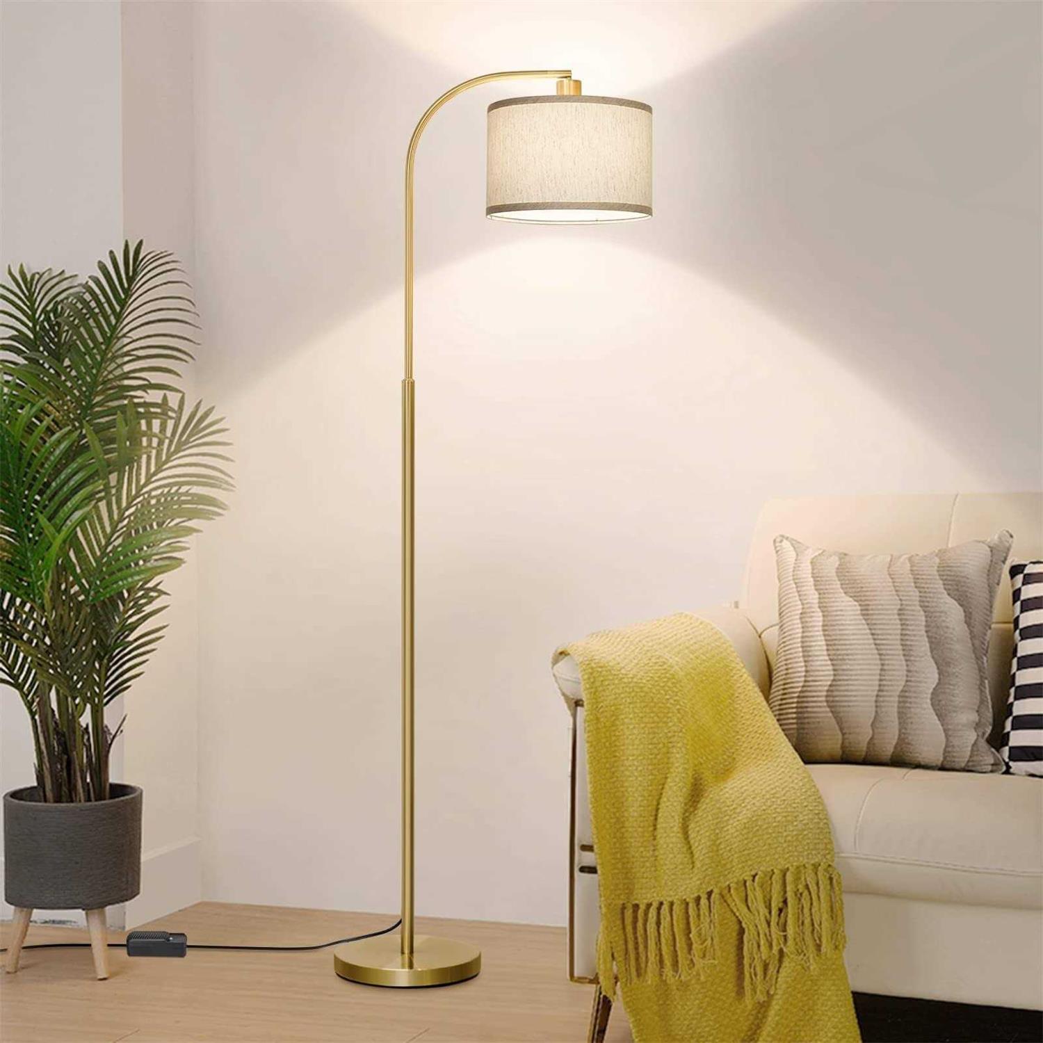 Boncoo LED Floor Lamp Fully Dimmable Modern Standing Lamp Arc Floor Lamp with Adjustable Drum Shade