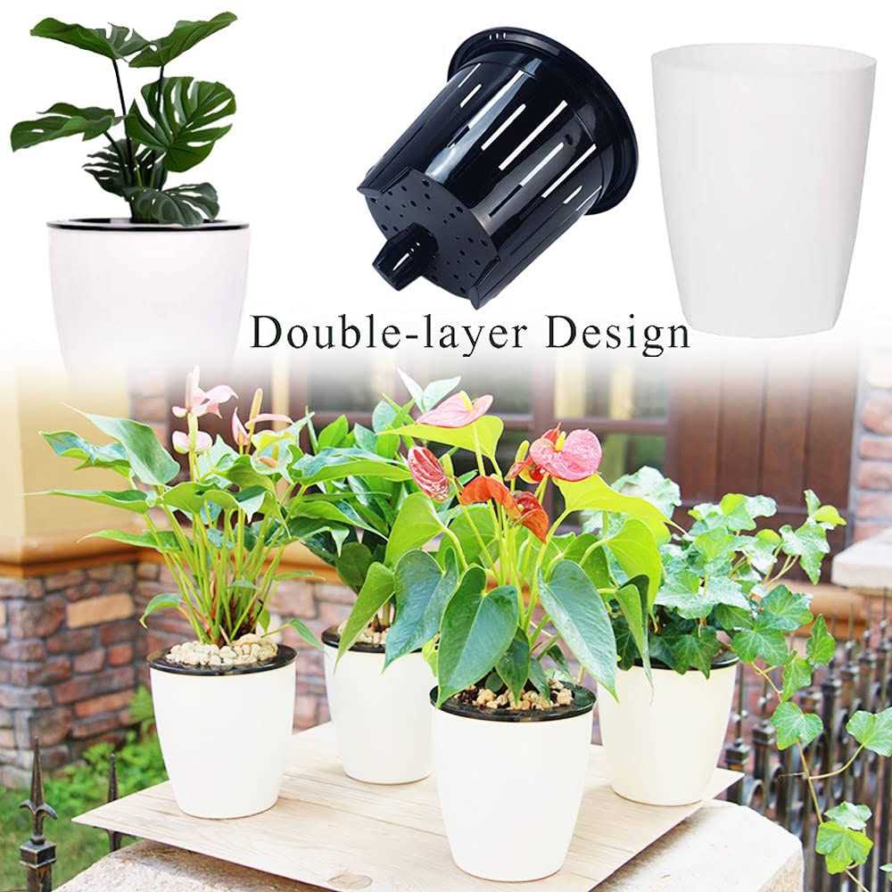 12 Pcs Self Watering Plastic Planter,4 Inch Plastic Flower Plant Pot