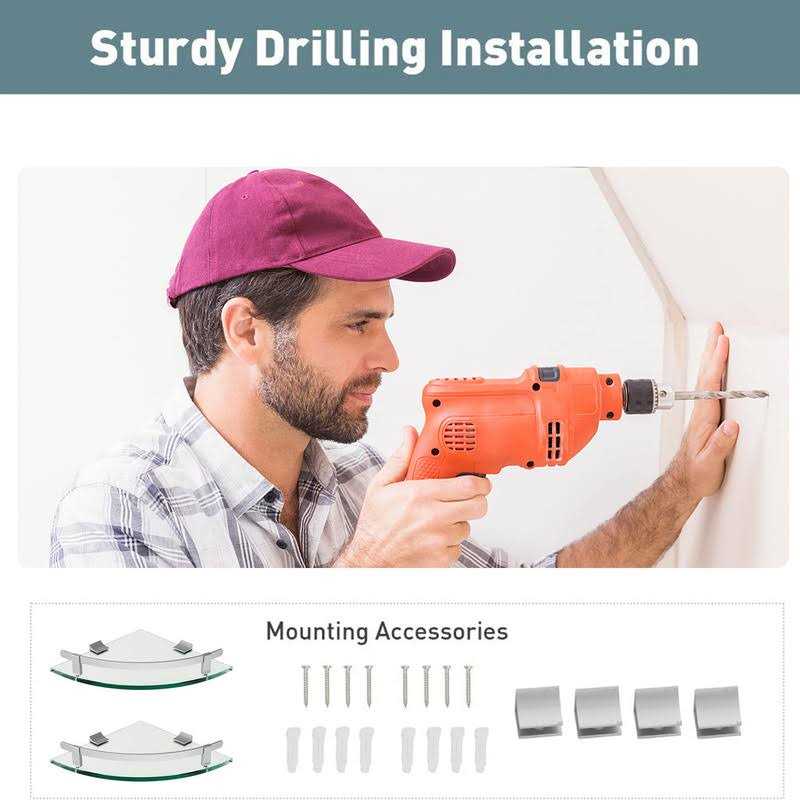 WAKLOND Bathroom Shelves Glass Shelf Wall Mounted Tempered Glass Corner Shower Shelf with Aluminum Rail for Bathroom