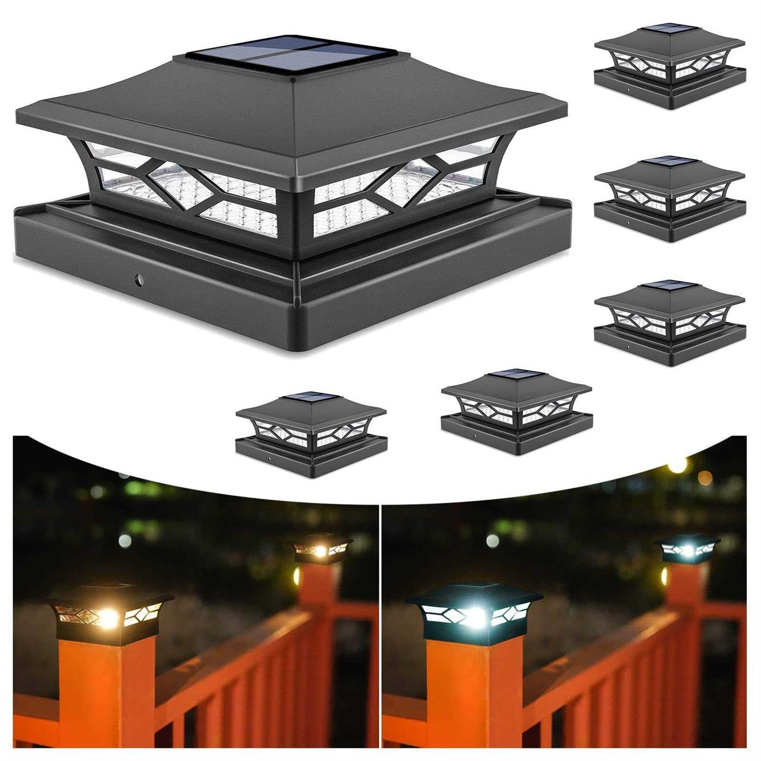VOLISUN Solar Post Cap Lights Outdoor Post Light for White/Black 4×4 Vinyl Fence Deck