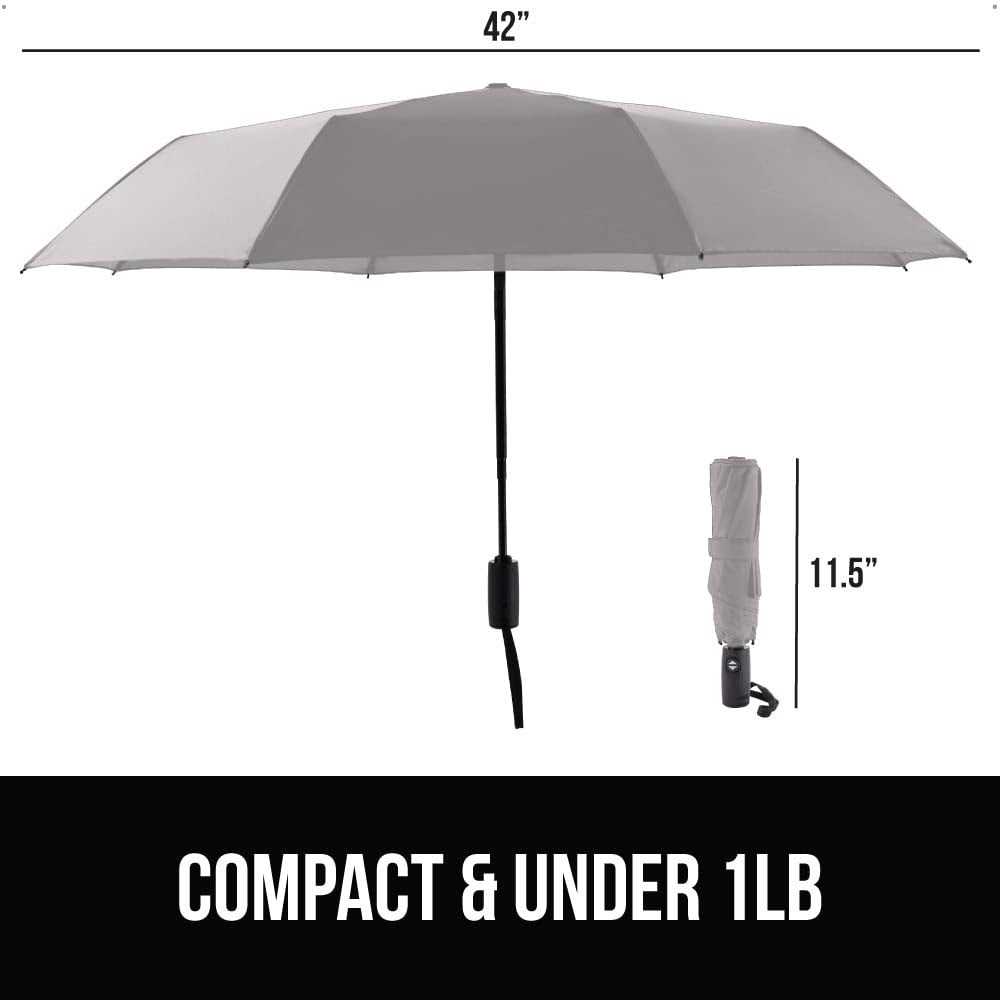 Gorilla Grip Windproof Compact Stick Umbrella for Rain, One-Click Automatic Open and Close