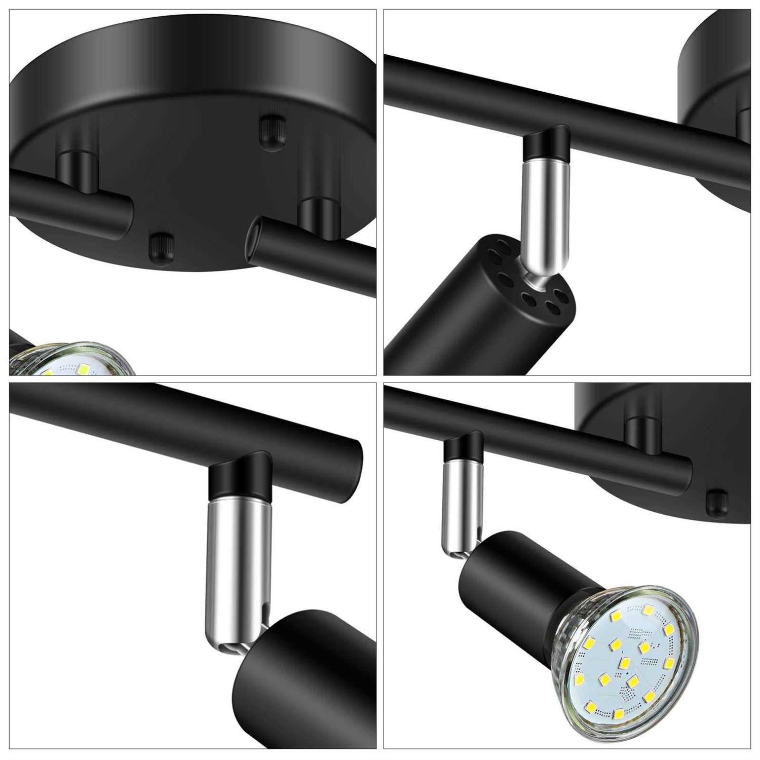 Unicozin LED 4 Light Track Lighting Kit Black 4 Way Ceiling Spot Lighting