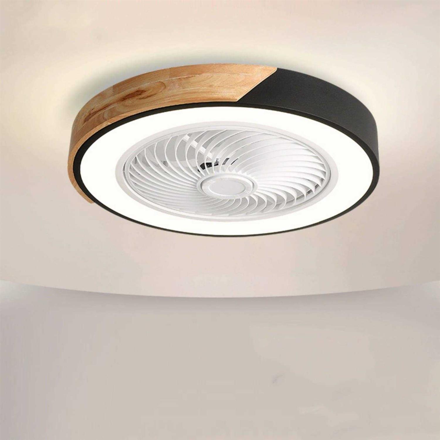 22In Enclosed Low Profile Dimmable Ceiling Fan With Light Wood/Acrylic