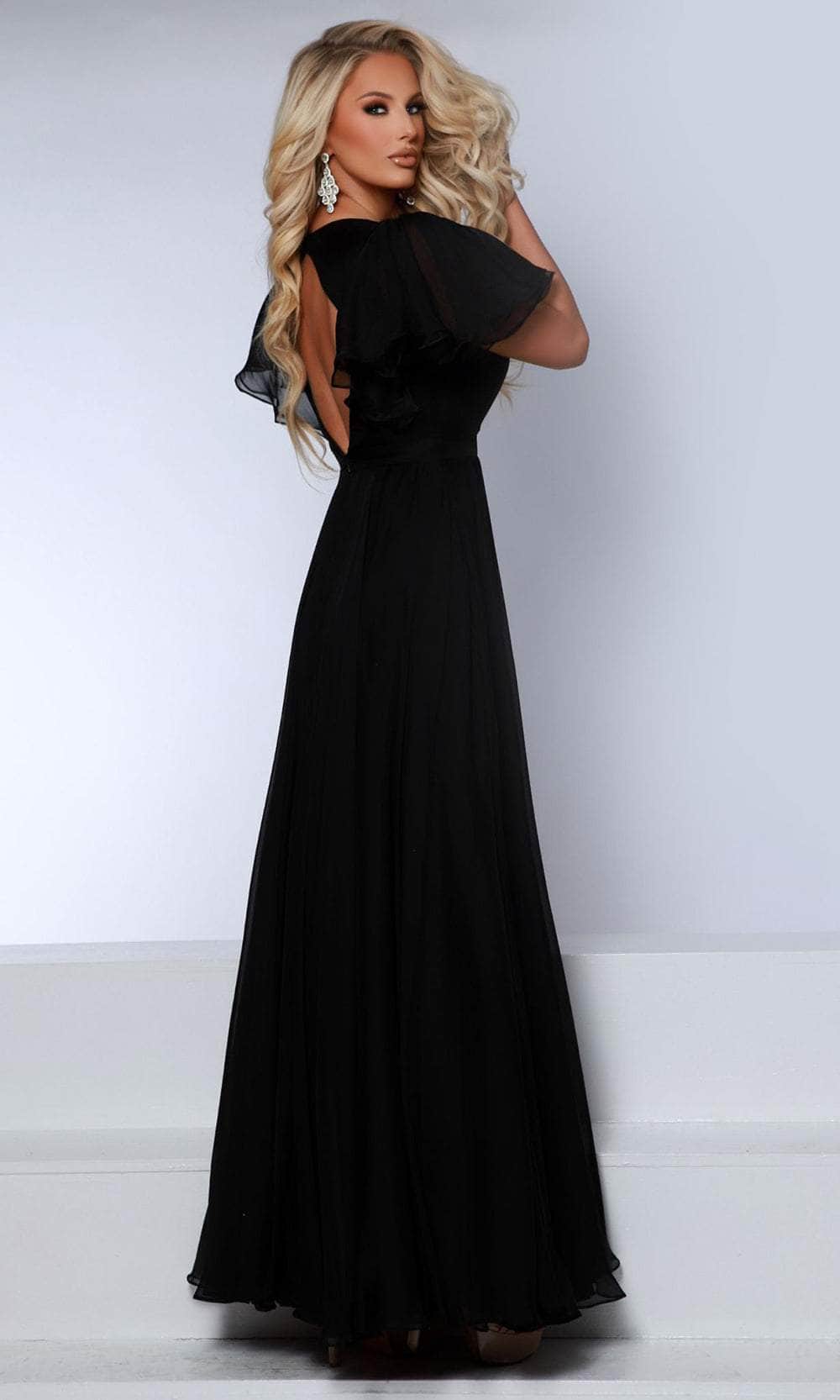 Flutter Sleeve Silk Evening Gown