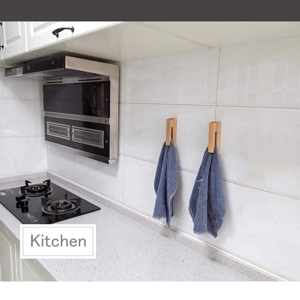 Wood Towel Hooks Set of 2 Self Adhesive Vintage Towel Holder Wooden Wall Mounted Towel Racks for Bathroom and Kitchen