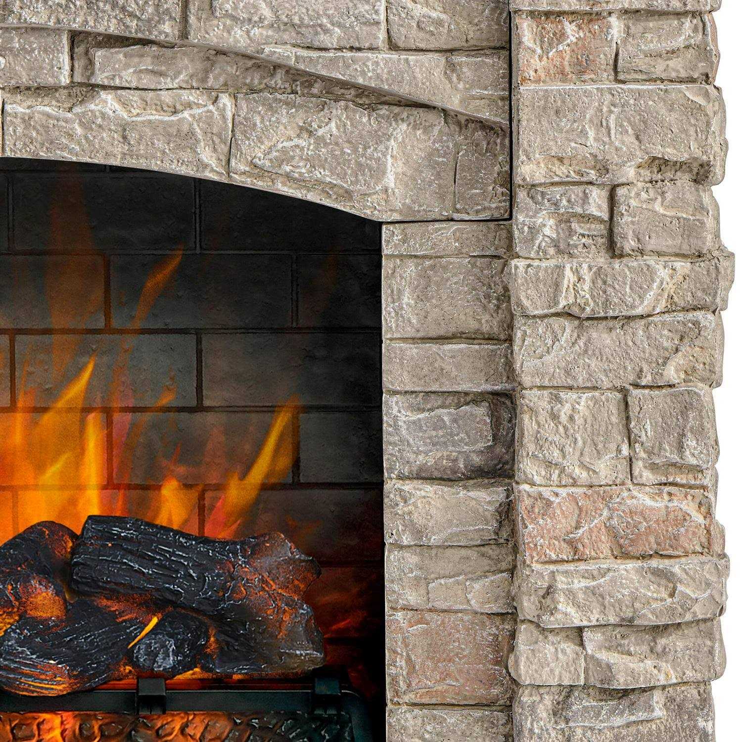 allen + roth 43.5-in W Stacked Faux Sandstone with Coffee Oak Infrared Quartz Electric Fireplace 2315FM-23-931