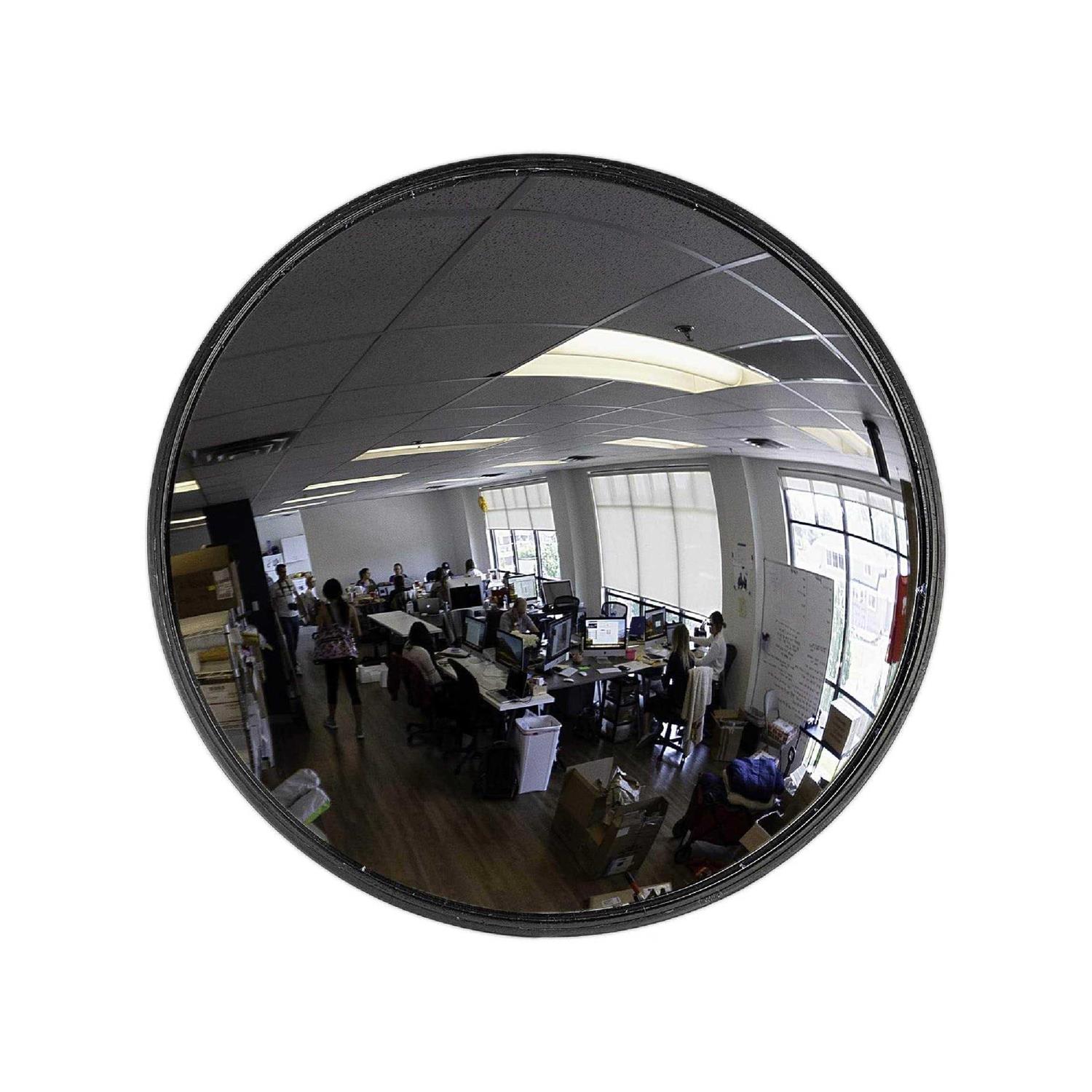 Vision Metalizers 12” Acrylic Convex Mirror, Round Indoor Security Mirror for the Garage Blind Spot, Store Safety, Warehouse Side View, and More