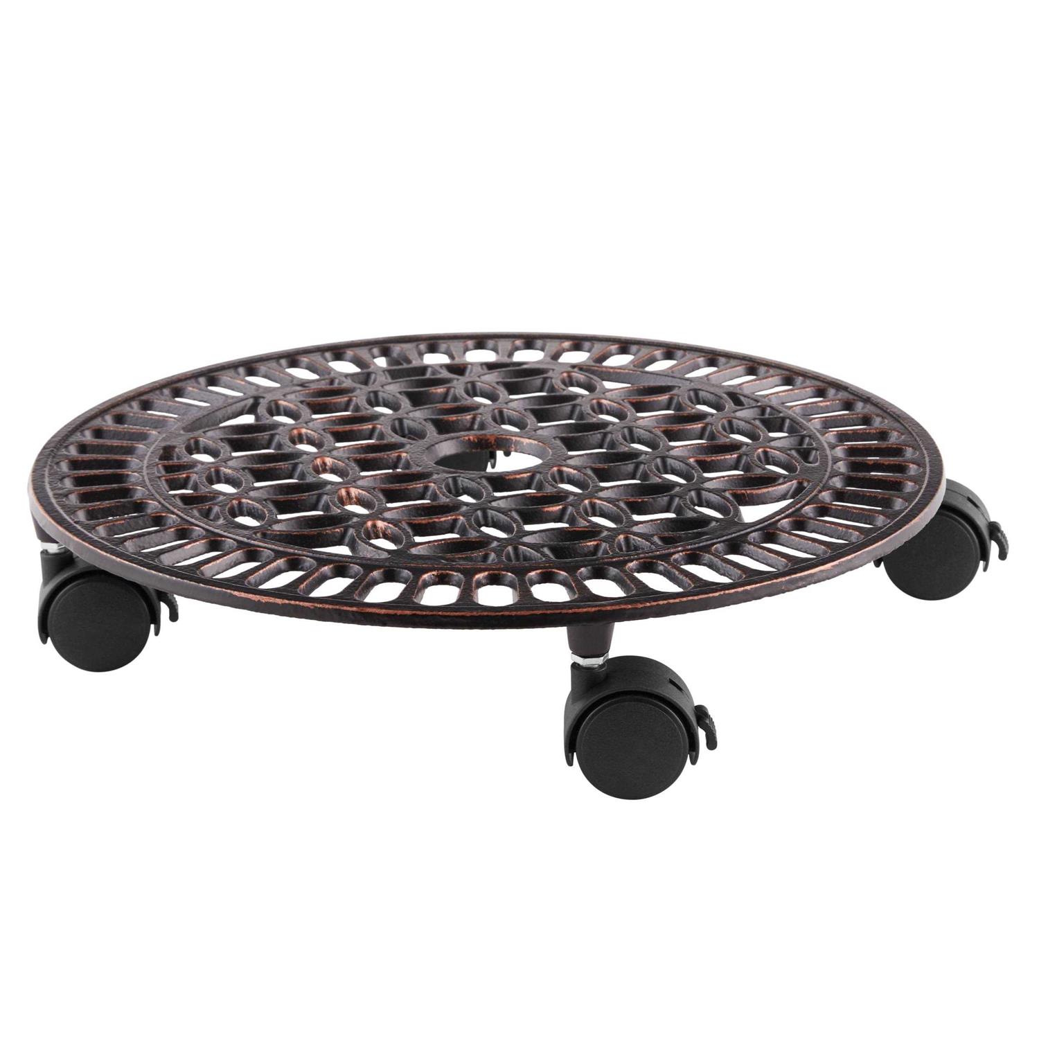 Better Homes & Gardens 14in Brown Cast Iron Plant Caddy