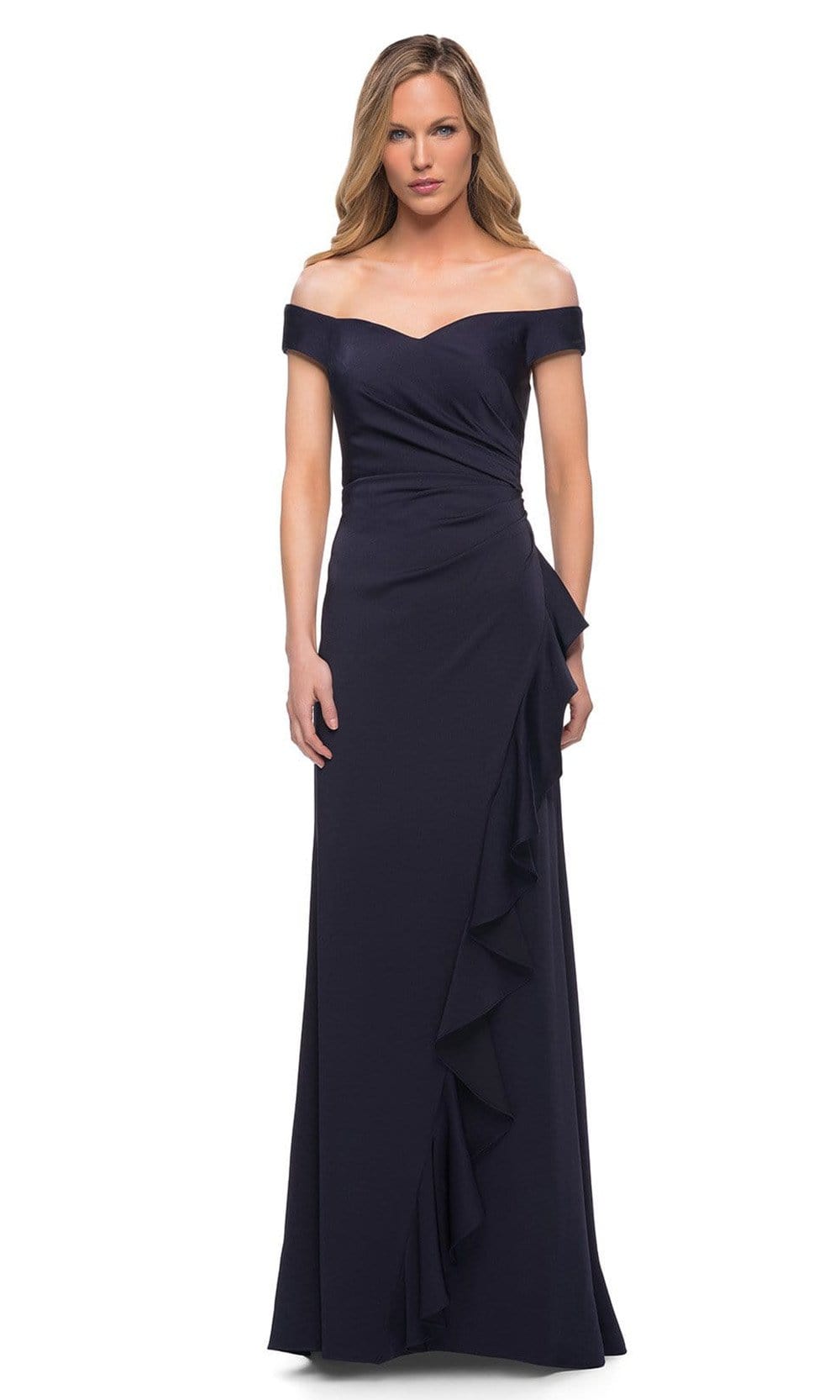 29509 Ruched A-Line Evening Dress