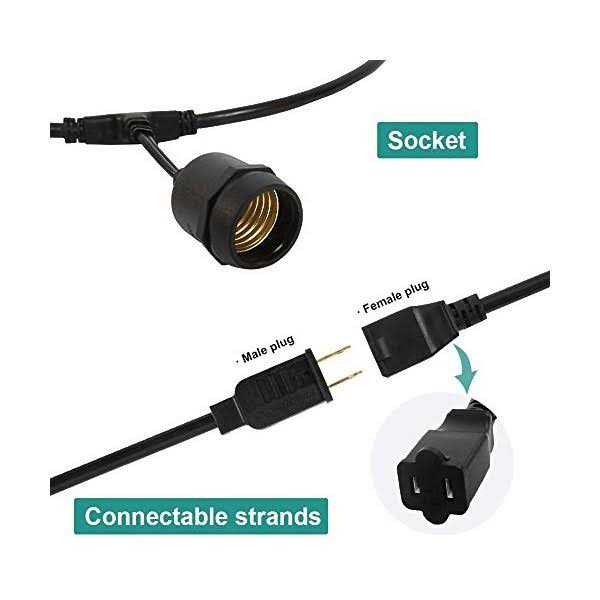 addlon Outdoor String Lights Commercial Grade Weatherproof Strand Edison Vintage Bulbs