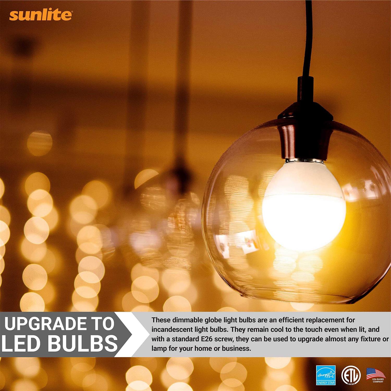 Sunlite LED G16 Globe Light Bulb Medium E26 Base