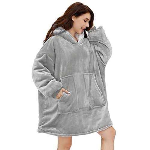 Aemicion Oversized Wearable Blanket Sherpa Blanket Hoodie Soft Warm Hooded Sweatshirt Hoodie Blanket