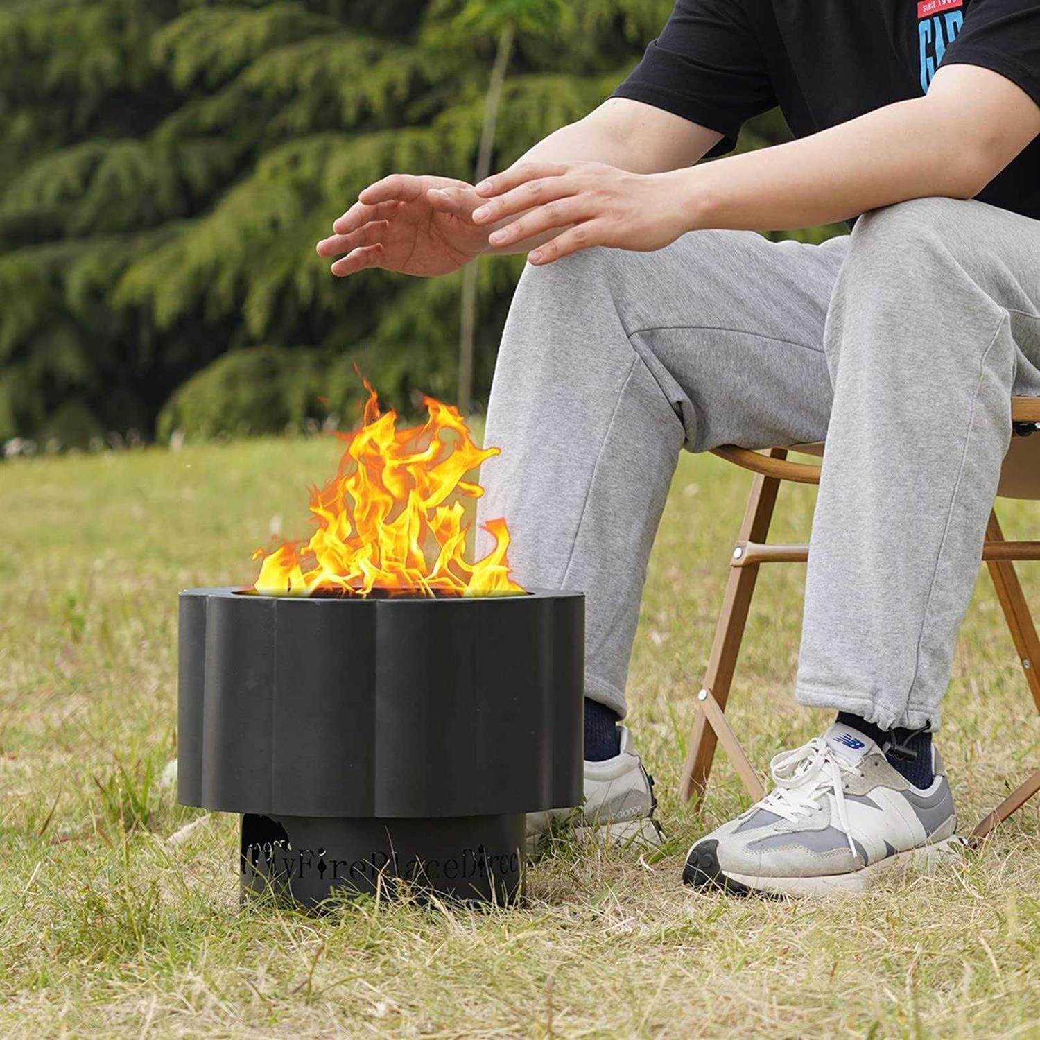 Smokeless Wood Pellet Fire Pit with Detachable Ash Tray 13 Inch Portable Firepit with Carrying Bag