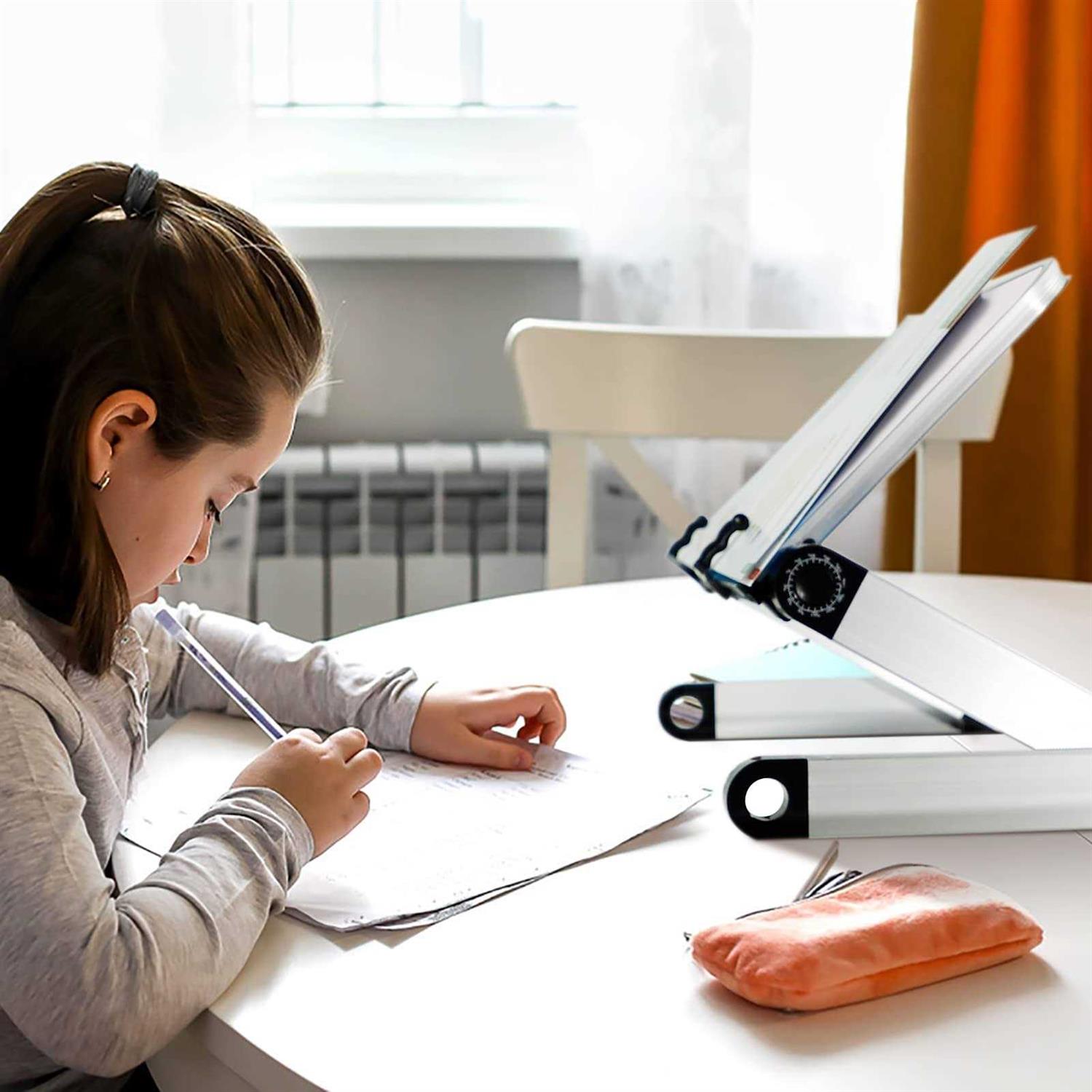 Book Stand Multifunctional Adjustable Laptop Stand Book Holder Tray with Clips Ergonomic Multi Heights Angles Adjustable Cooking Bookstand