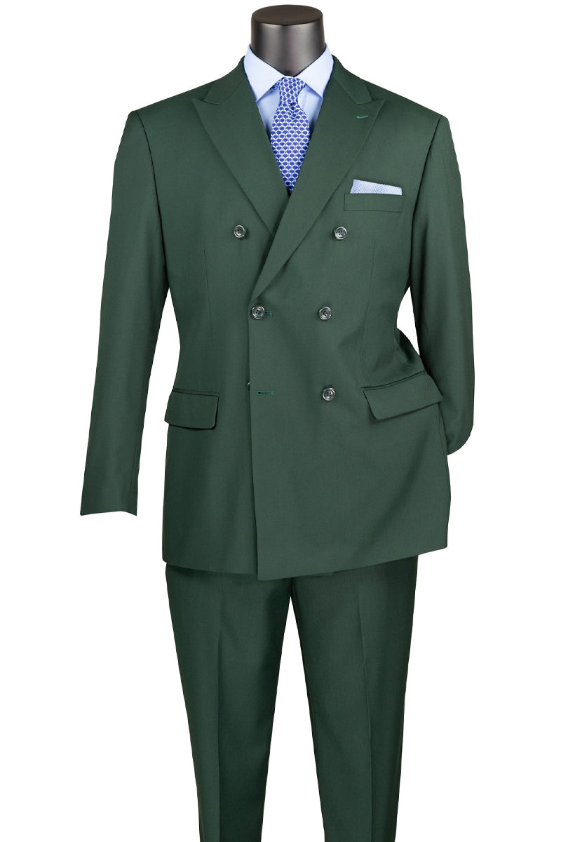 Men’s Classic Double Breasted Suit in Hunter Green
