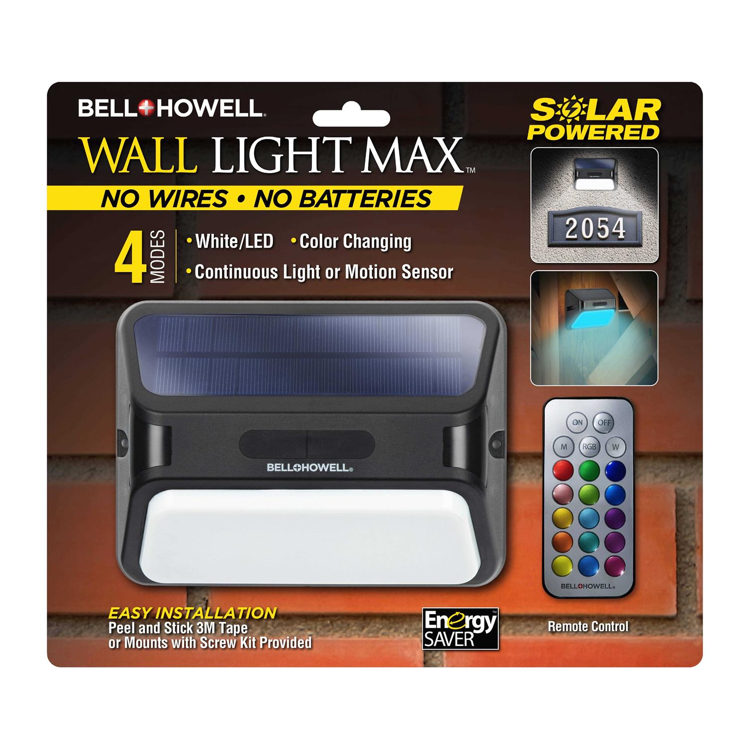 Bell and Howell Solar Light Bionic Wall Light Max Color Changing with Remote Control 120 Beam Angles