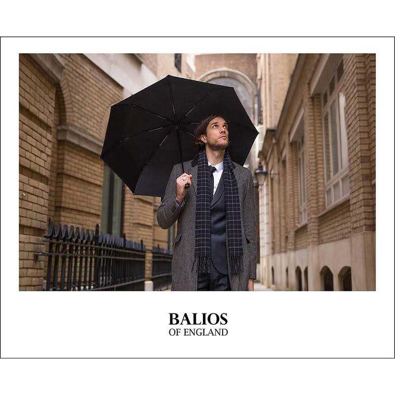 Balios Folding Umbrella Real Wood Handle Auto Open Close Vented Canopy