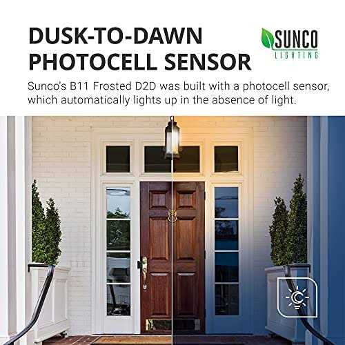 Sunco Lighting Sunco Dusk to Dawn Light Bulb Outdoor Candelabra LED B11