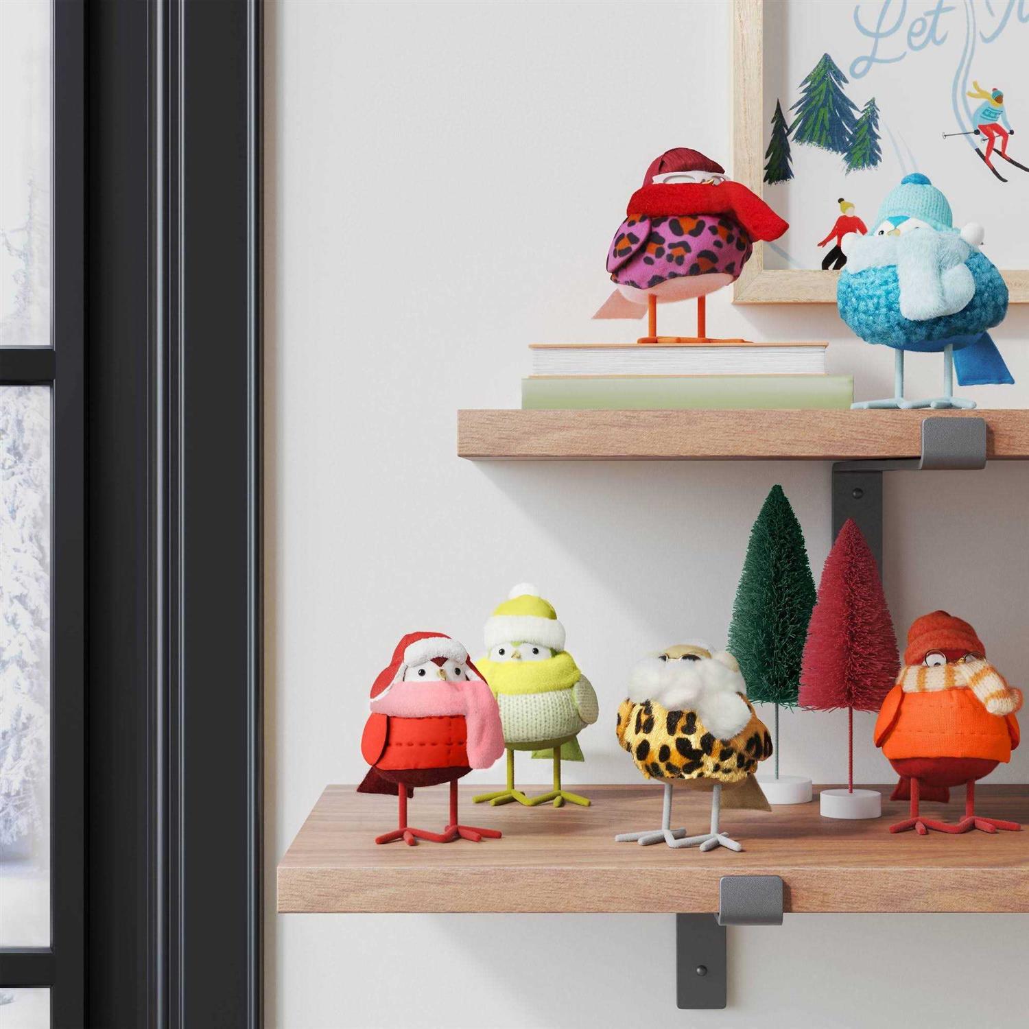 Wondershop 6pc Featherly Friends Fabric Bird Christmas Figurine Set