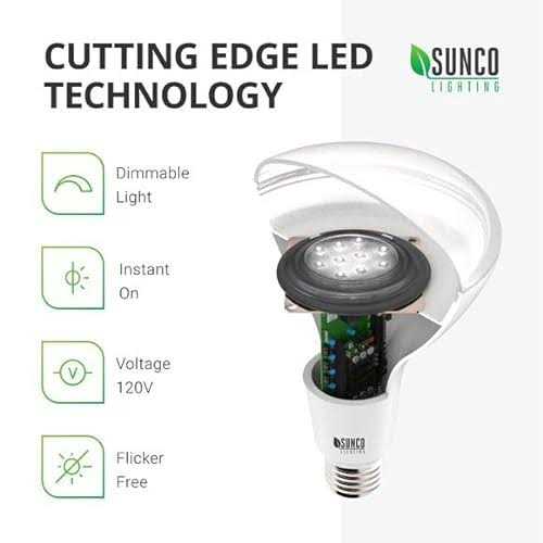 Sunco Lighting 8 Pack BR40 Dimmable Flood LED Light Bulb 17W