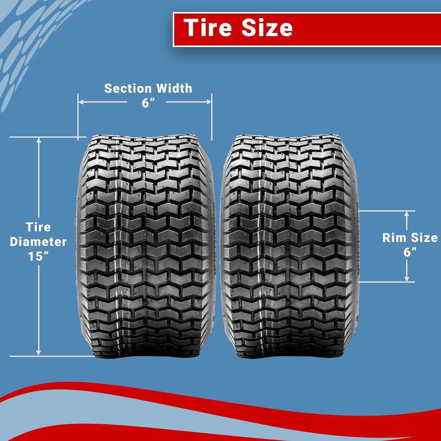 Two 15×6.00-6 Turf Tire 4 Ply Lawn Mower Tractor 15×6-6 Nhs Tubeless 15x6x6