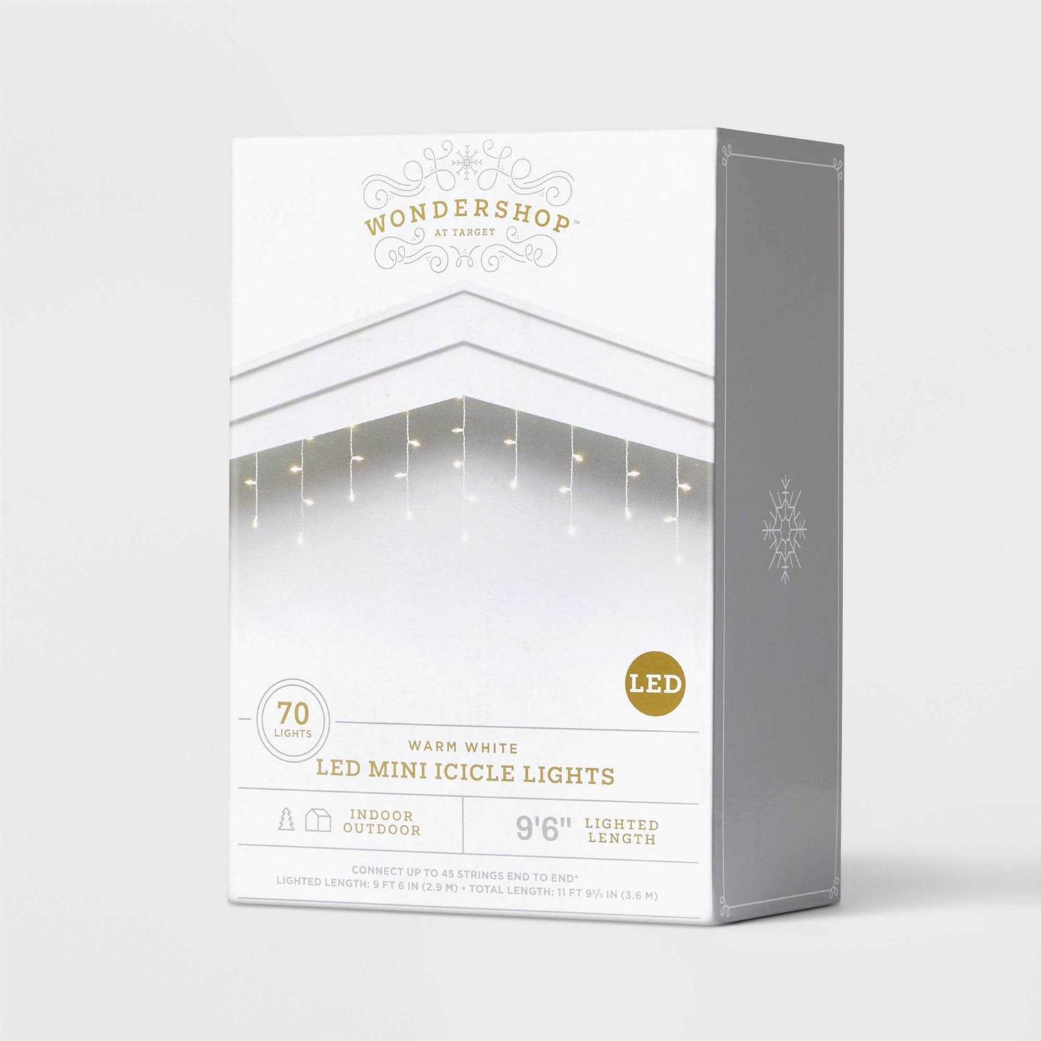 Winter Wondershop 70 Count Warm White LED Mini Icicle Christmas String Lights with White Wire