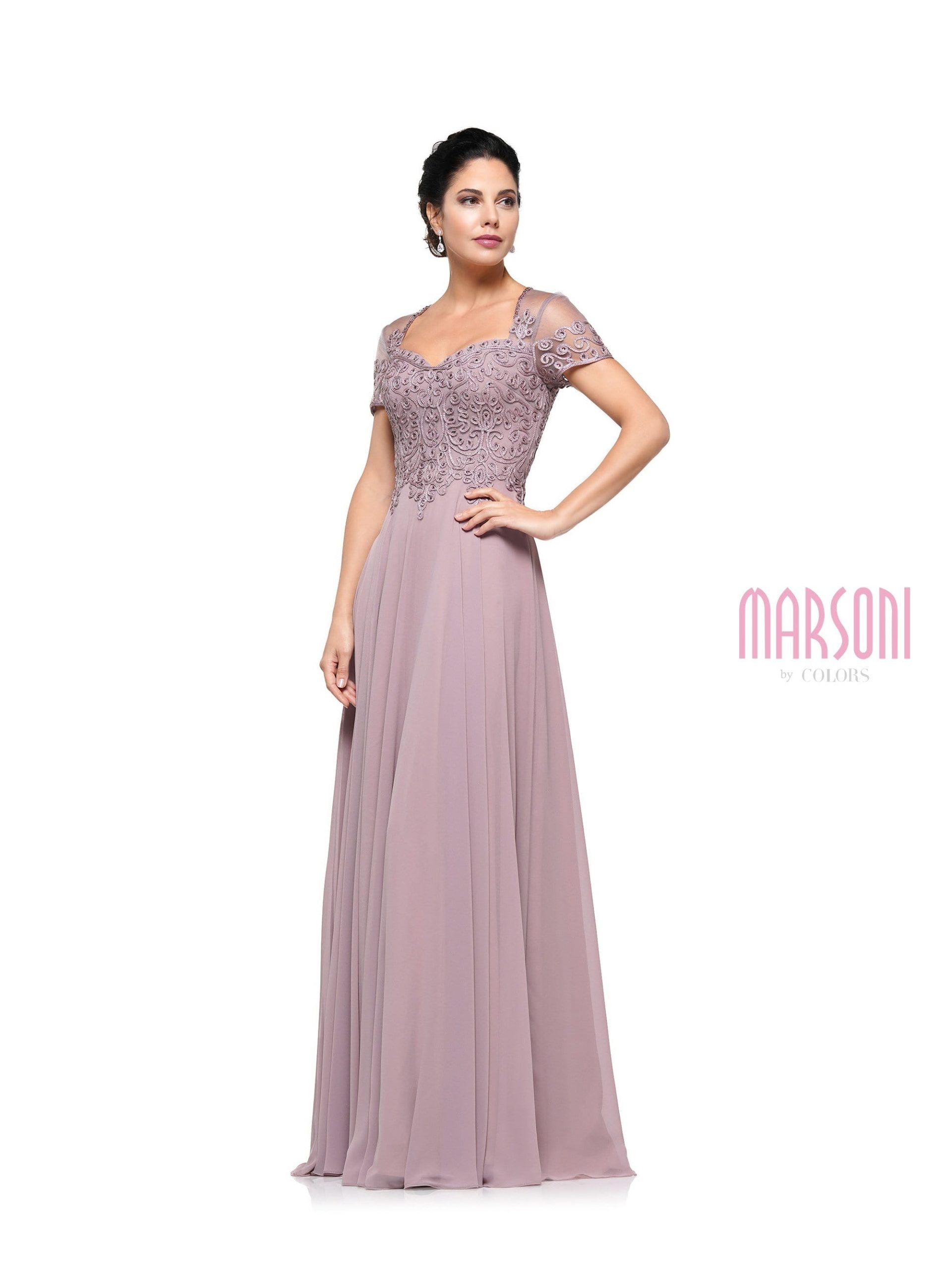 Short Sleeve Queen Anne Soutache Gown M271