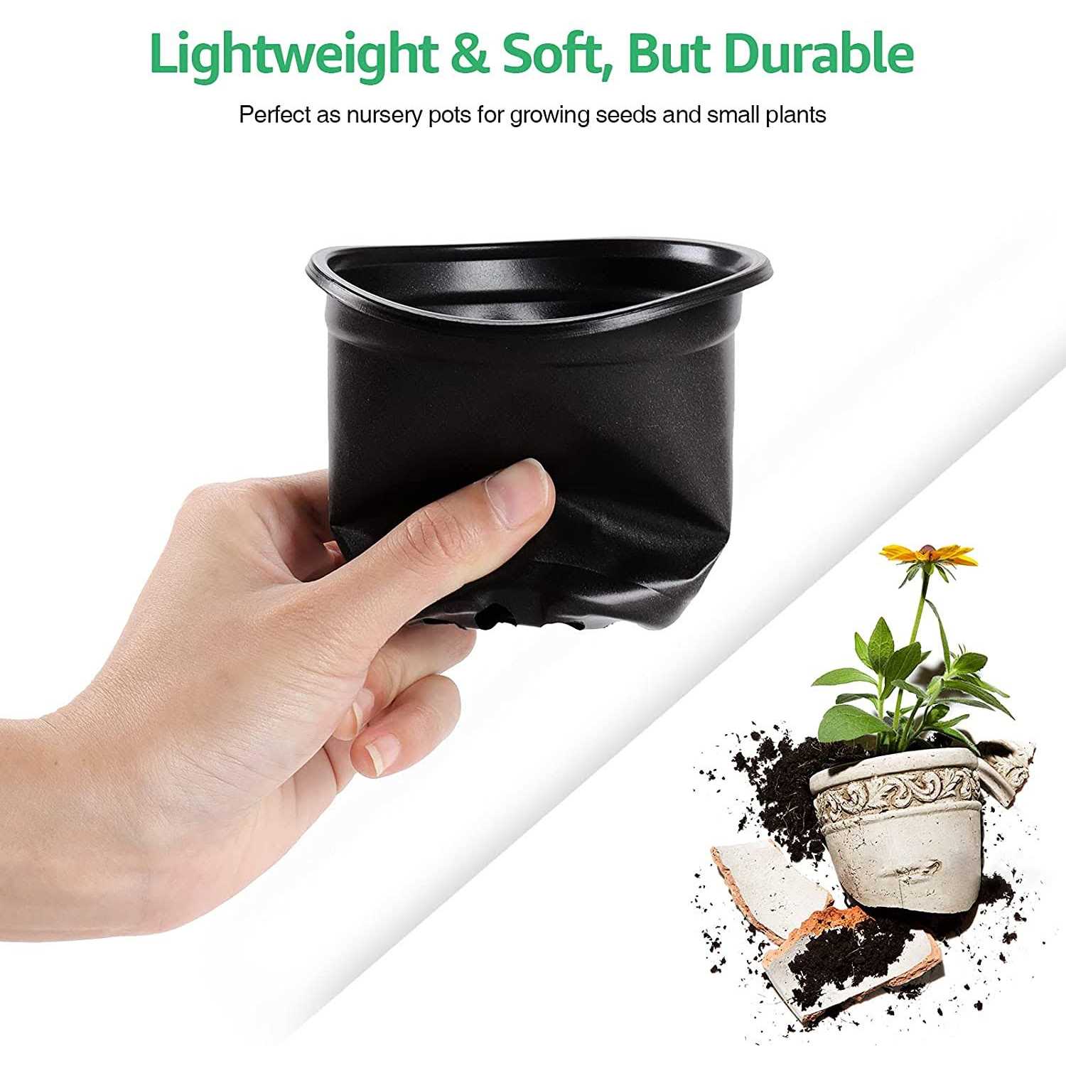 Bonviee Plant Nursery Pots with Humidity Domes 30 Sets 4 Inch Soft Nursery Pots