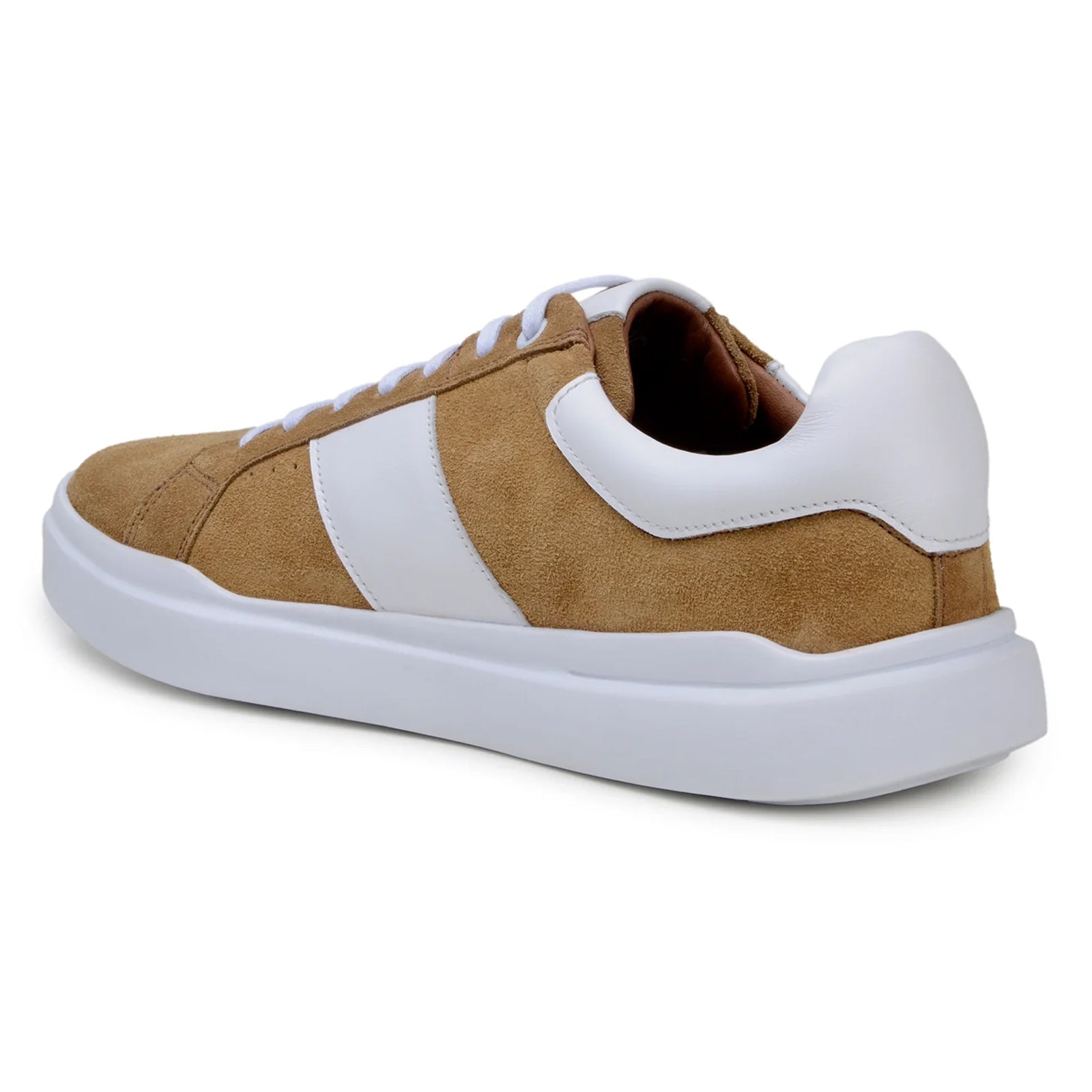 Men’s Belvedere Olivier Suede Tennis Shoe in Tan & White