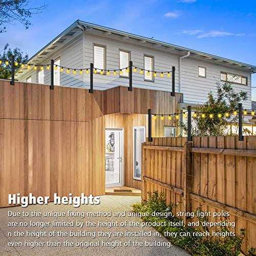 ailbton 4 Pack Suspension Outdoor String light poles for Outside String Lights hanging,with Clip and holder,light Post Mounting Stand for Patio