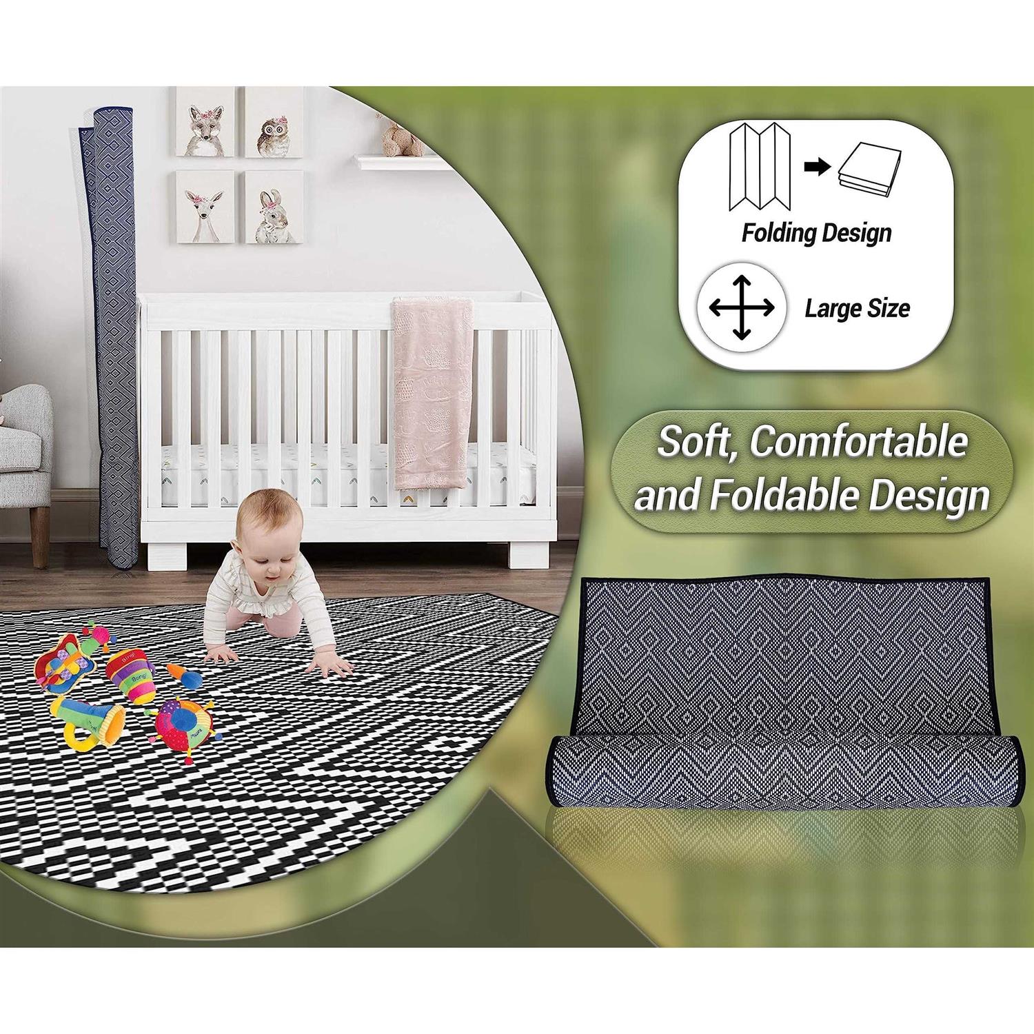 ARSUK Outdoor Rug Mat Indoor Plastic Straw Reversible