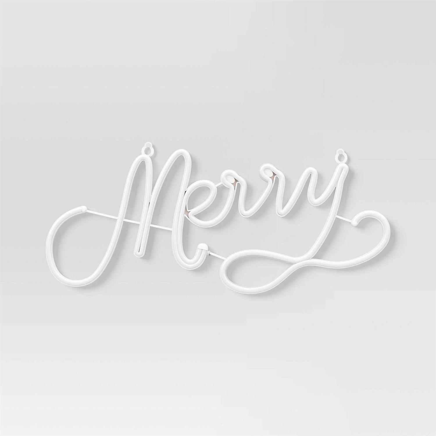 Wondershop 10 Neon Style ‘Merry’ Christmas Novelty Silhouette Light Red