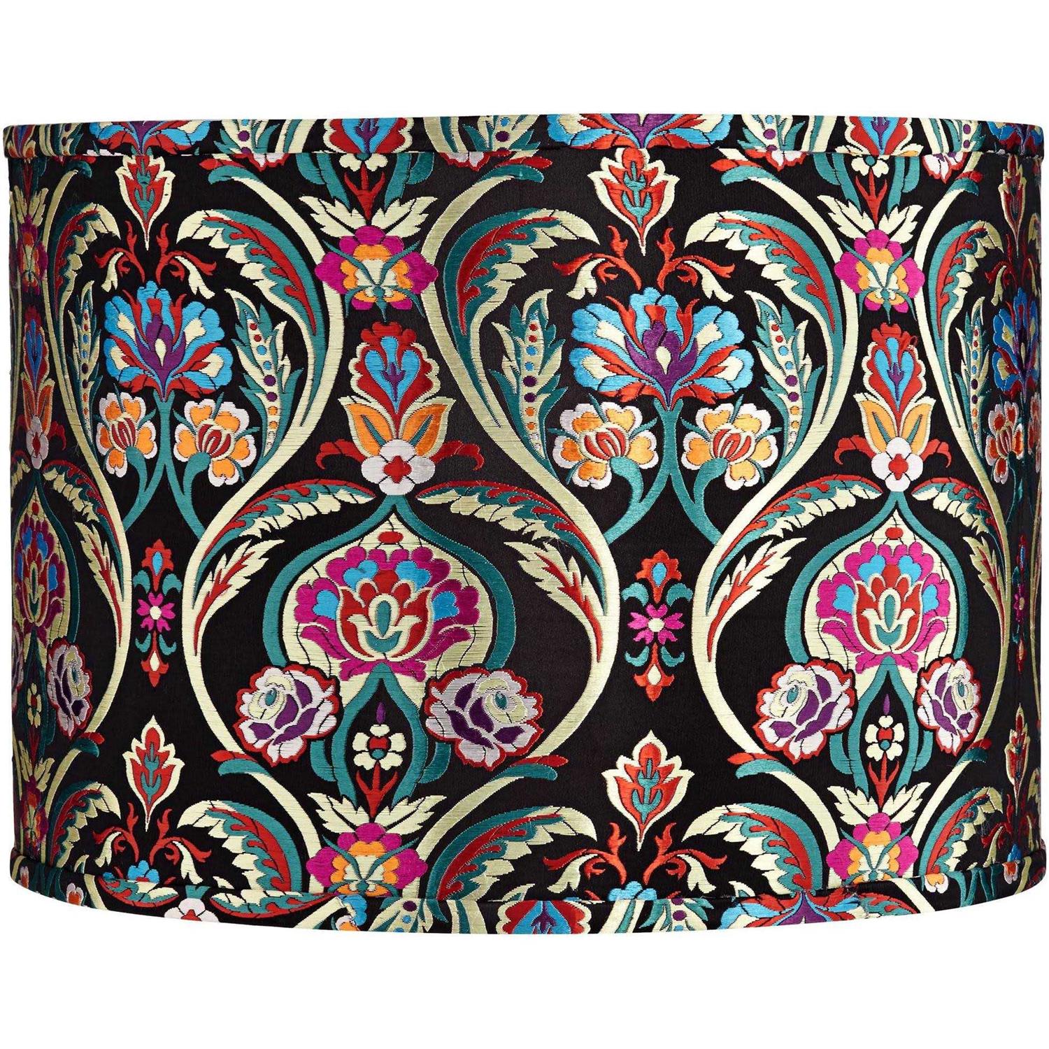 Springcrest Multi-Color Embroidered Drum Lamp Shade 15x15x11