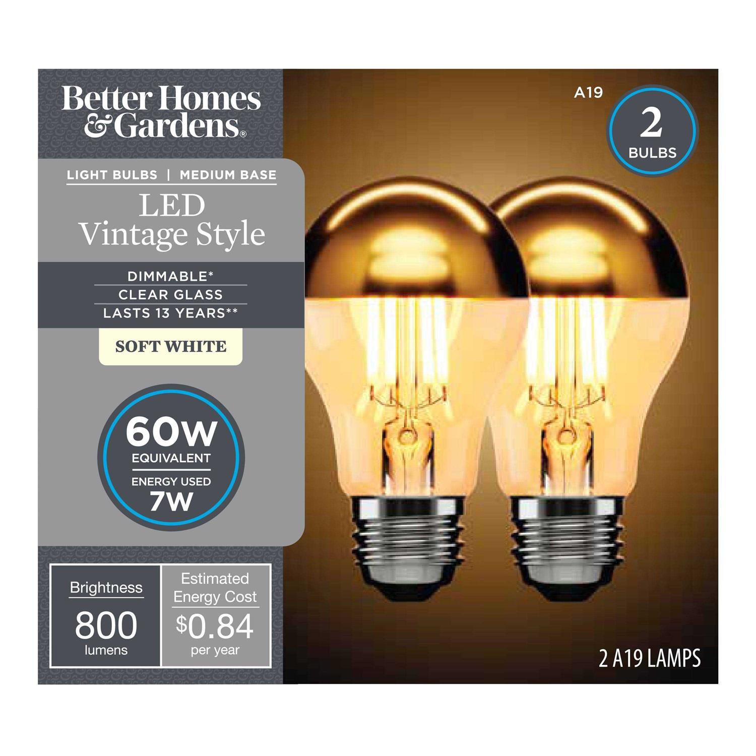 Better Homes & Gardens LED Gold Dipped Vintage LED Soft White Light Bulb