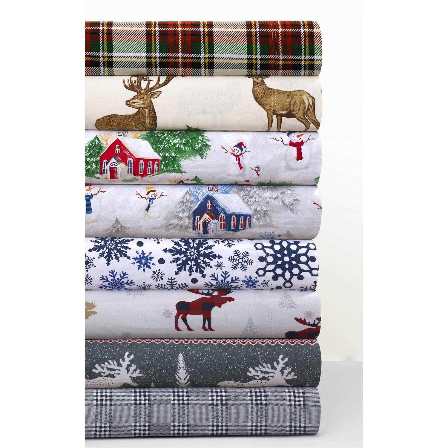 Tribeca Living Printed Flannel Extra Deep Pocket Sheet Set
