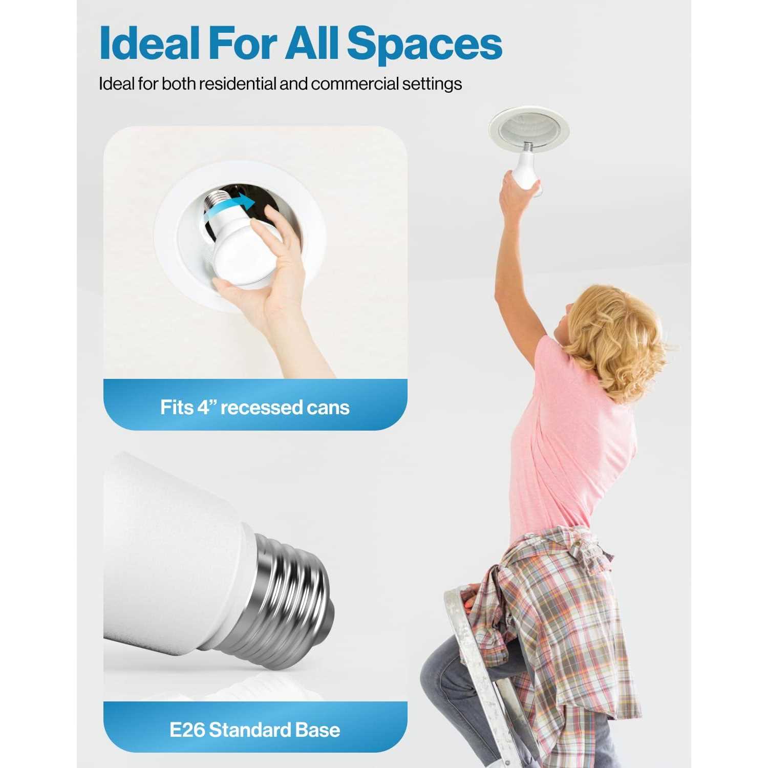 Sunco Lighting 10 Pack Br20 LED Dimmable Flood Light