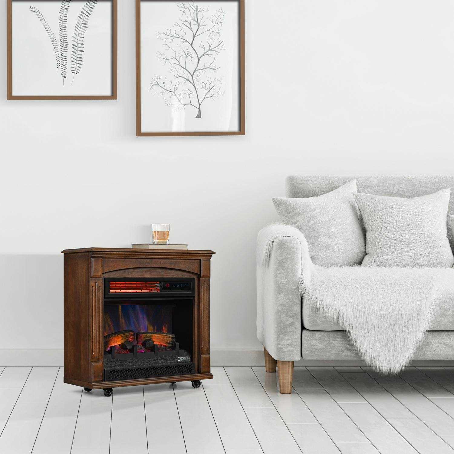ChimneyFree Rolling Mantel with 3D Infrared Quartz Electric Fireplace