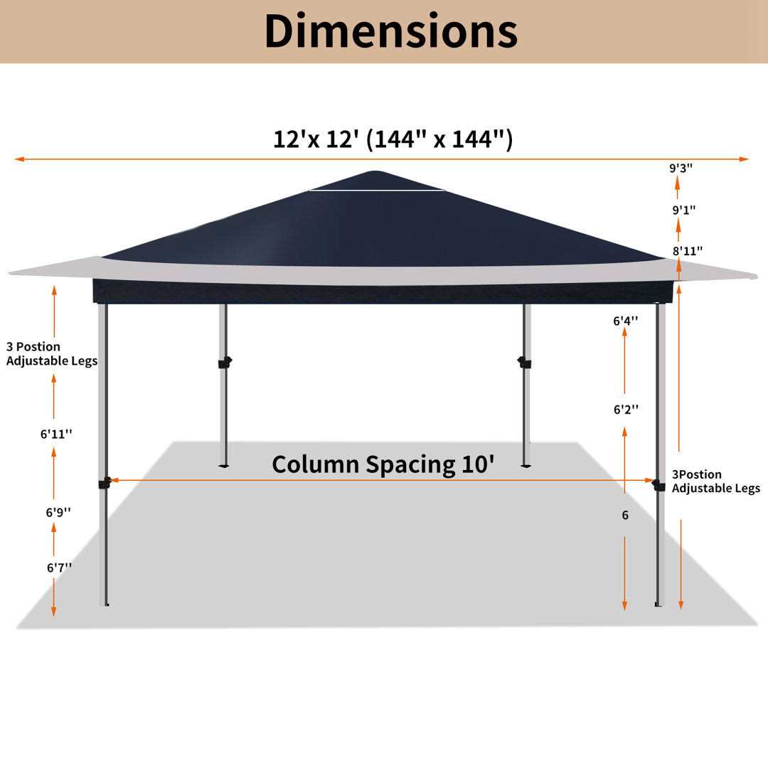 12 Ft. W x 12 Ft. D Steel Pop-up Canopy casualstay Roof
