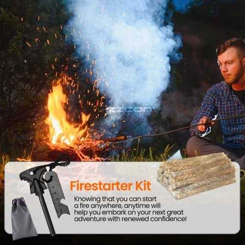 Emergency Survival & First Aid Kit & Tourniquet Go Bag Survival Gears with Compass Flashlight Shovel Fire Starter