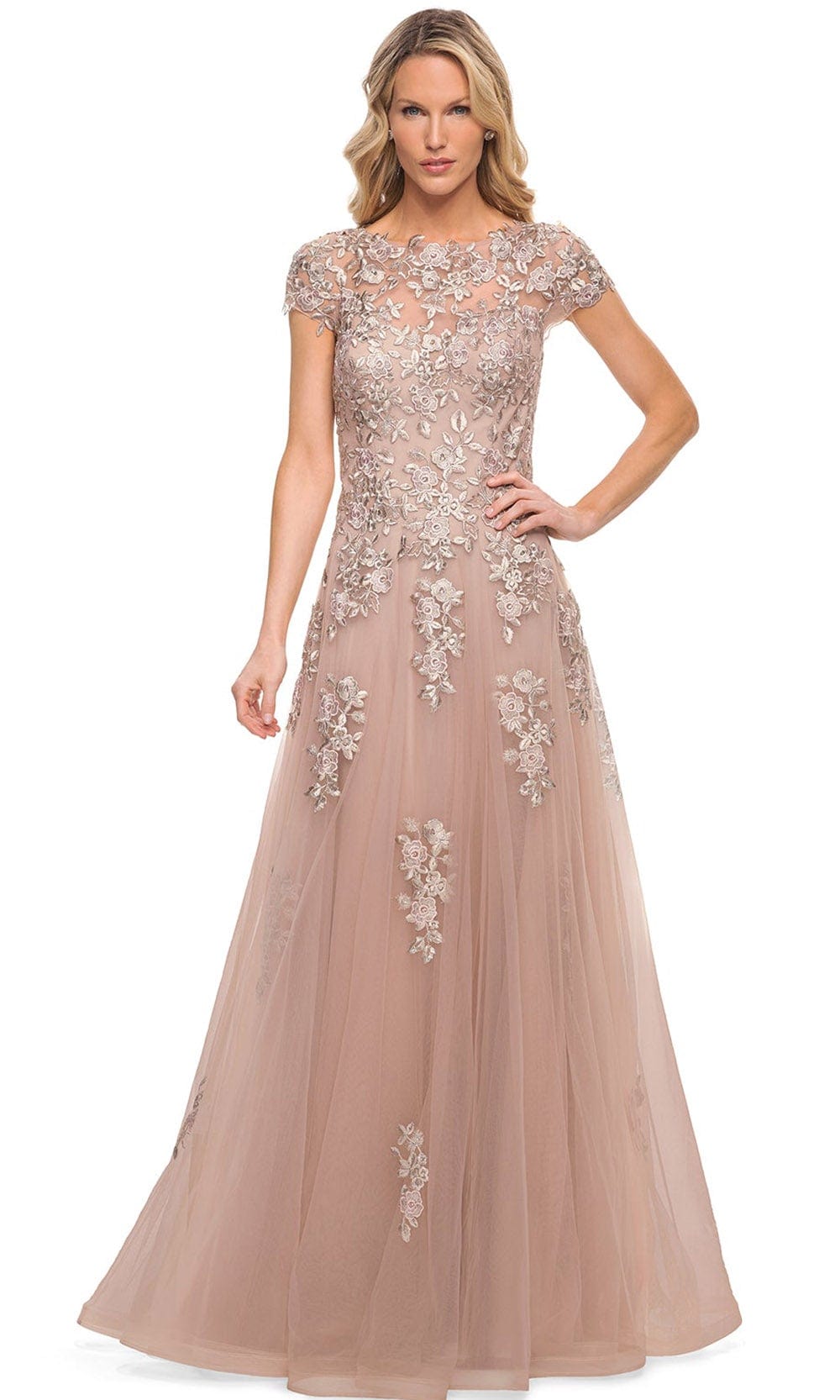 Embellished Bateau Neck A-Line Mother of the Groom Dress