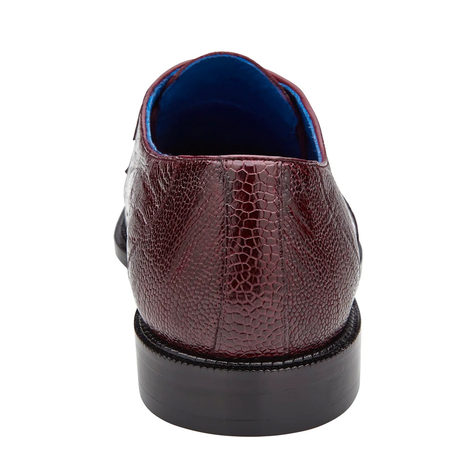 Men’s Belvedere Siena Ostrich Leg Moc Toe Dress Shoe in Burgundy