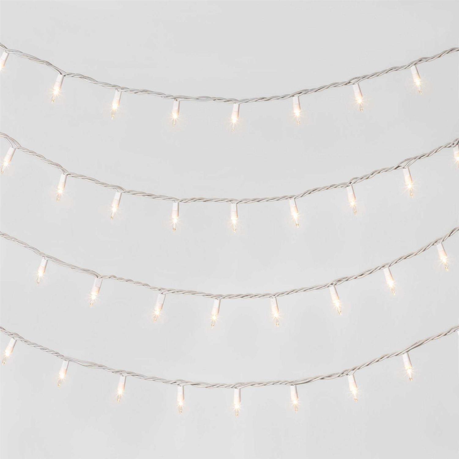 Wondershop 100ct Incandescent Smooth Mini Christmas String Lights Clear with White Wire